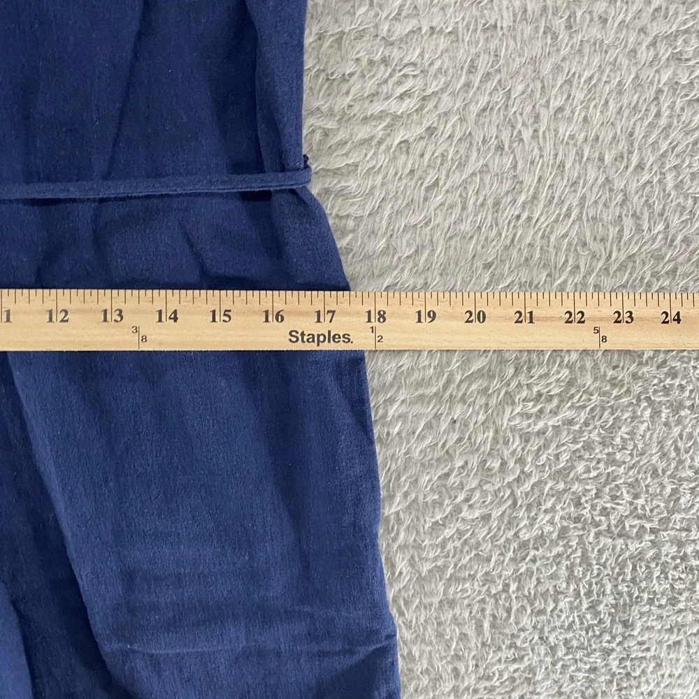 Banana Republic Jumpsuit Womens Small Blue Linen Wide Leg Scoop Neck Pockets